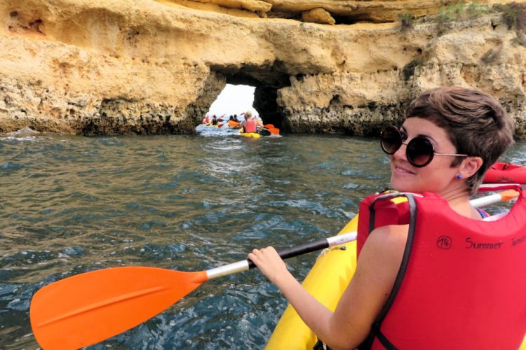 An Ocean Villas guest exploring the coast at Ponta da Piedade