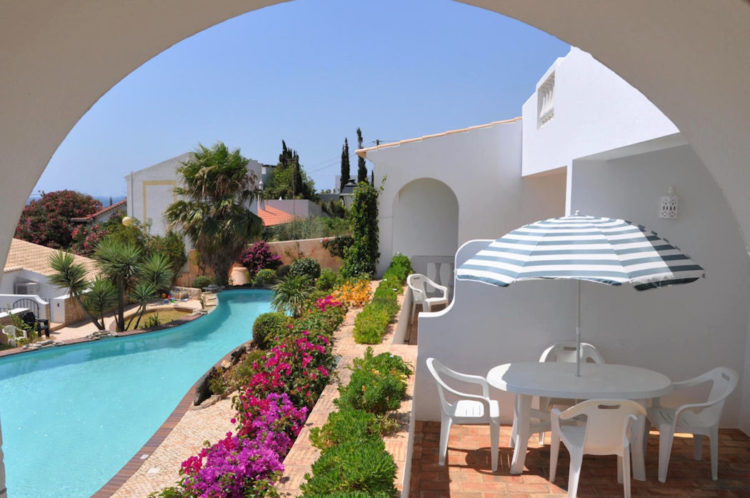 The two bedroom apartments at Ocean Villas Luz have a large terrace and views to the swimming pool and the sea