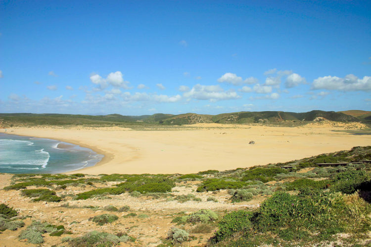 Bordeira beach is a windsurfers paradise offering golden sand dunes and is comparatively peaceful all year