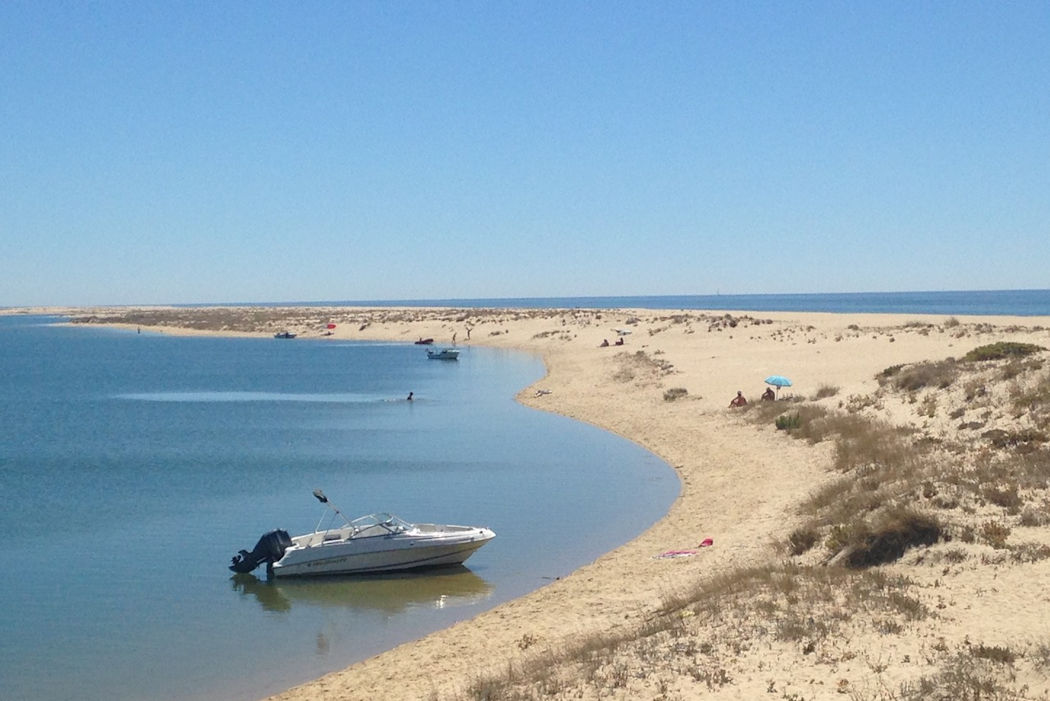 The Ria Formosa Natural park with its creamy sands and gentle, lapping blue waters. Boat is the only way of arriving.